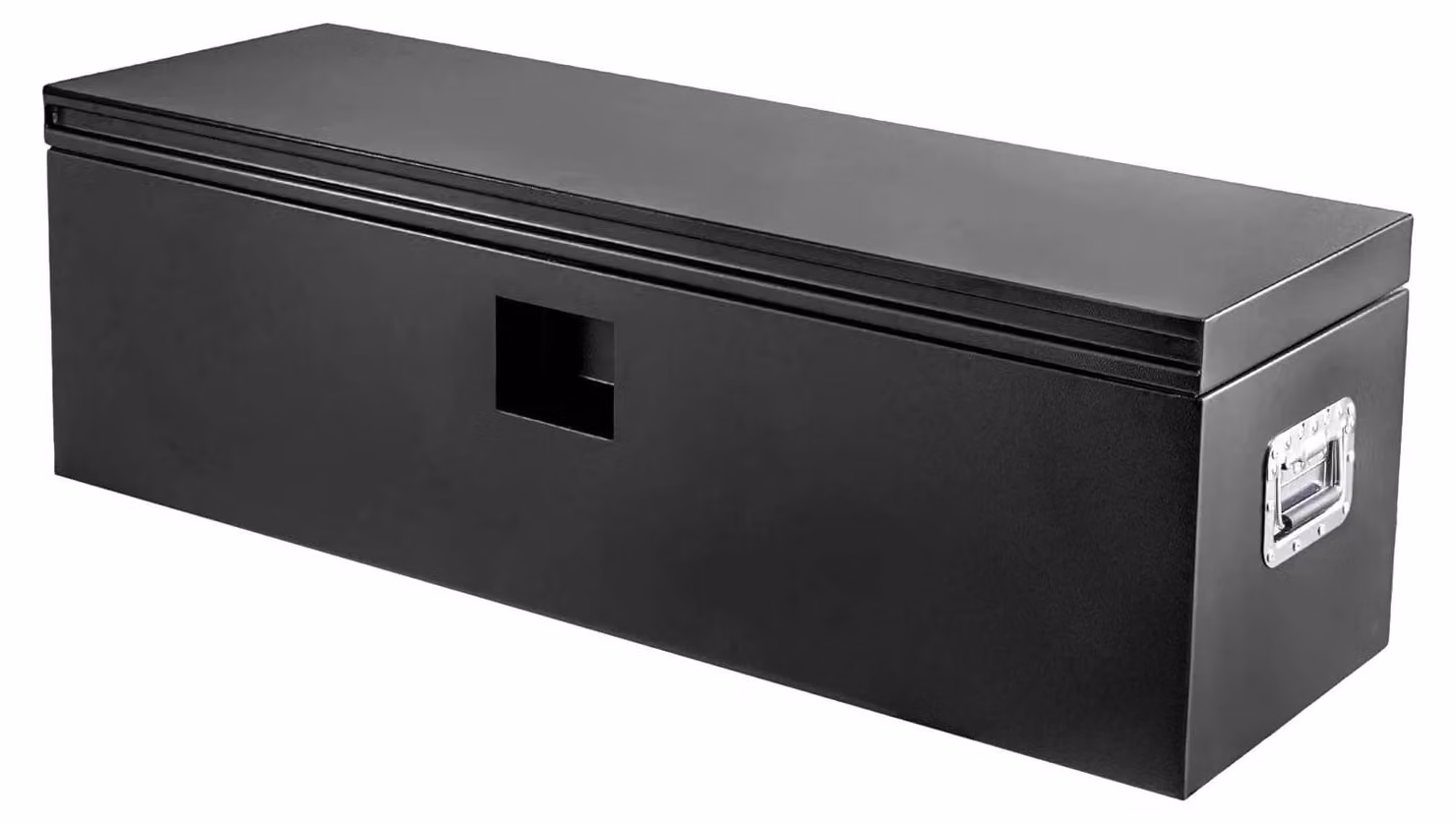 Cassetta portaoggetti per camion, da montare sul pianale - Contenitore in metallo - Resistente agli agenti atmosferici - Con serratura - Coperchio con sistema di sollevamento a gas - 15x15x48 cm - Nero