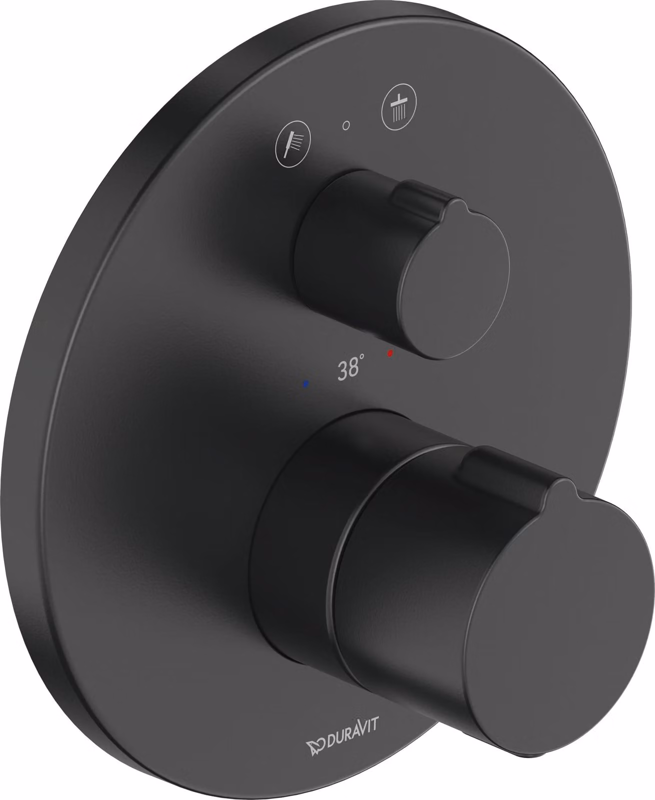 Duravit C.1 thermostat de douche encastré, rosette ronde, 2 consommateurs, robinet d'arrêt et vanne de commutation, C14200014046, C14200014046