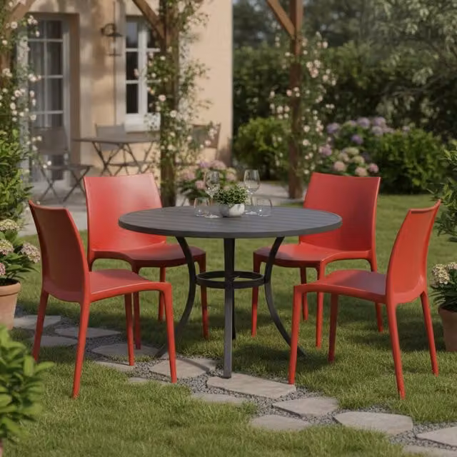 Grover, Sedia da Esterno 4 Sedie Made in Italy, Rosso