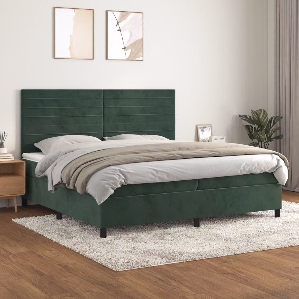Maison Exclusive - Giroletto a Molle con Materasso Verde Scuro 200x200 cm Velluto