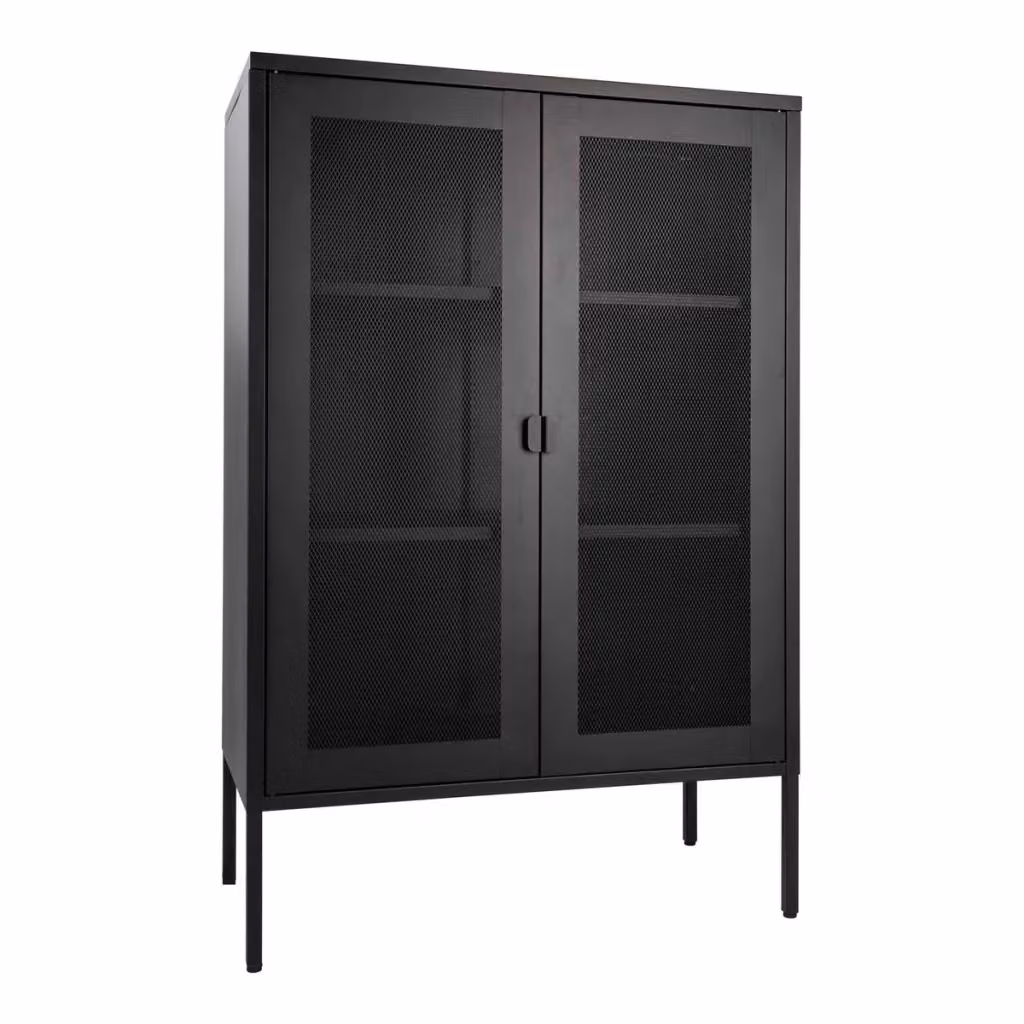 Armadio Melbourne in acciaio nero con 2 ante a rete, stile industrial, L: 80 cm, P: 40 cm, H: 120 cm – 2