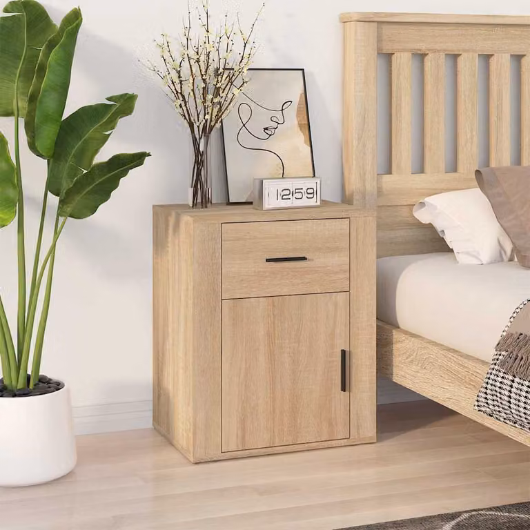 Comodino vidaXL in Rovere Sonoma e Legno Multistrato, L: 50 cm, P: 36 cm, H: 60 cm