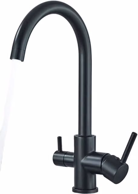 Miscelatore da cucina Klarwerk JULIE in acciaio inossidabile con 3 vie per acqua potabile e osmosi inversa, finitura nero opaco, ruotabile a 360°