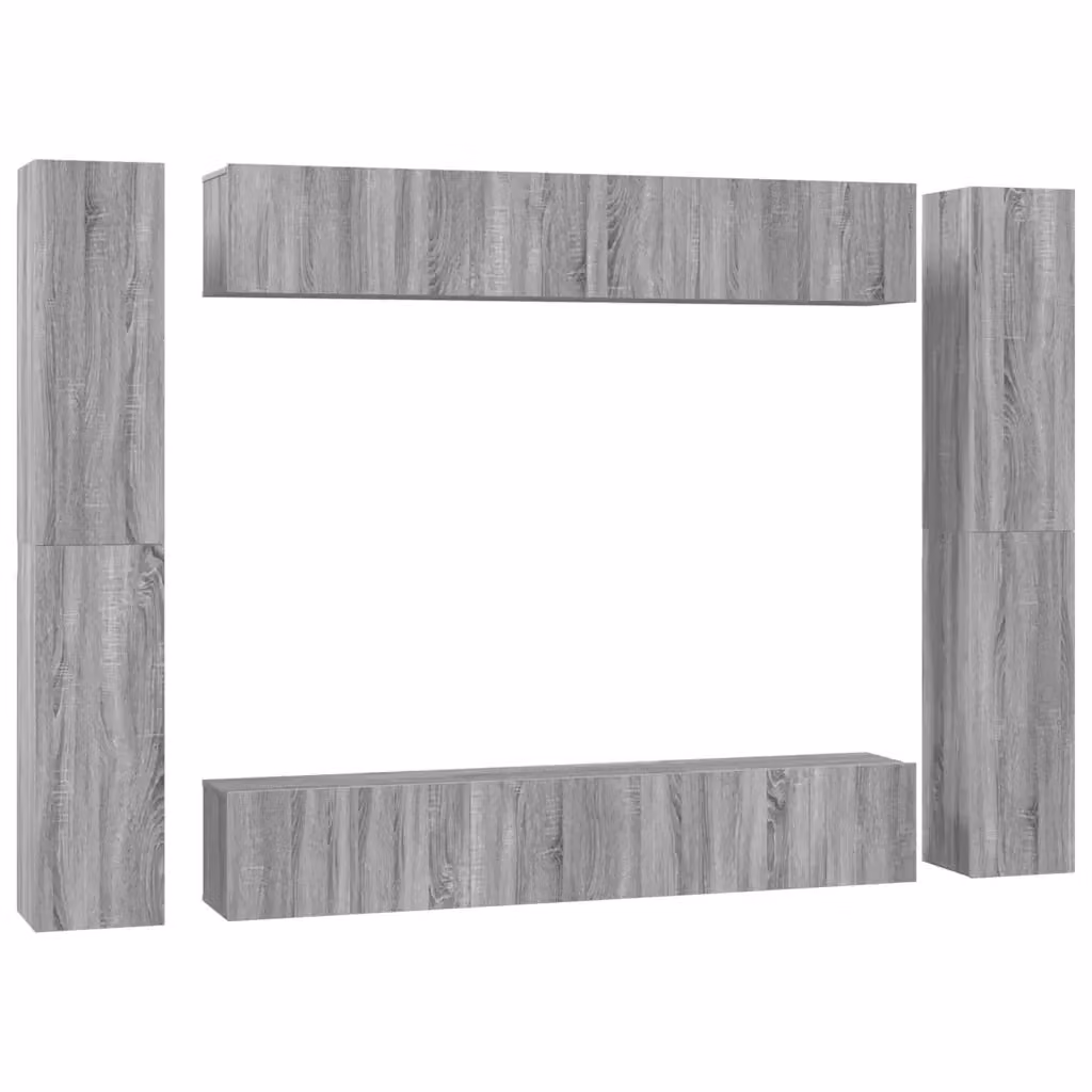 Set di 10 mobili porta TV vidaXL in legno multistrato e MDF, colore grigio, design moderno da parete per il tuo soggiorno – 2