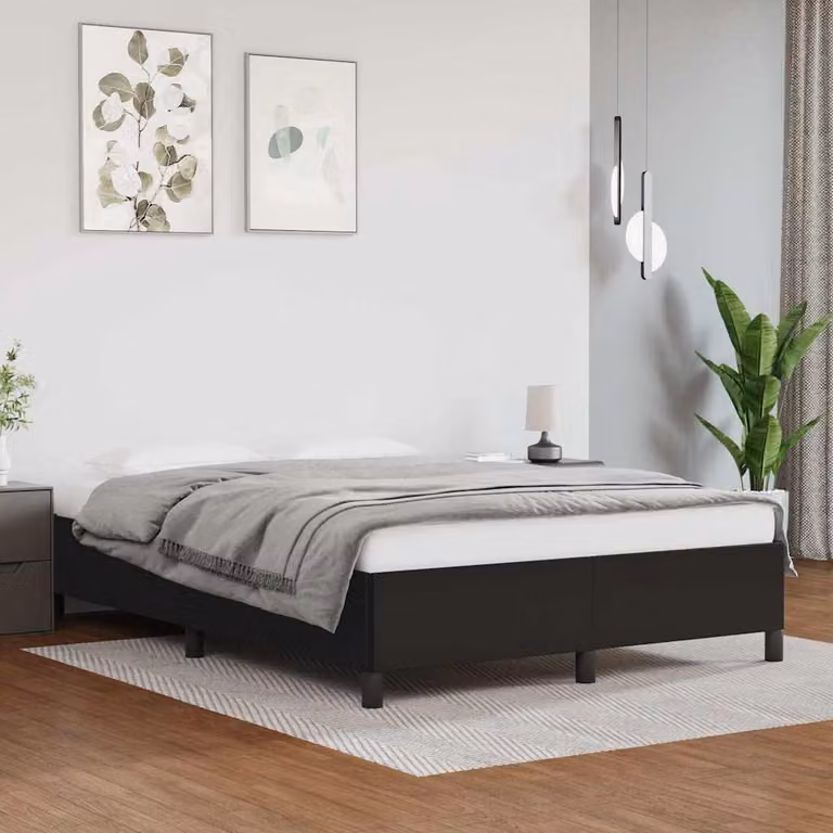 vidaXL Giroletto imbottito in similpelle nero con doghe in legno L/P: 140 x 200 cm