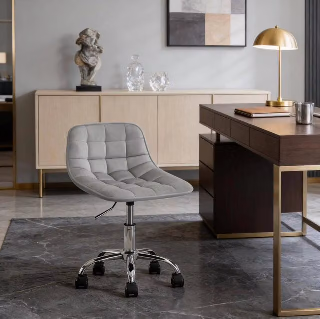sedia da ufficio 43x43x67,5 cm grigio chiaro – girevole e regolabile