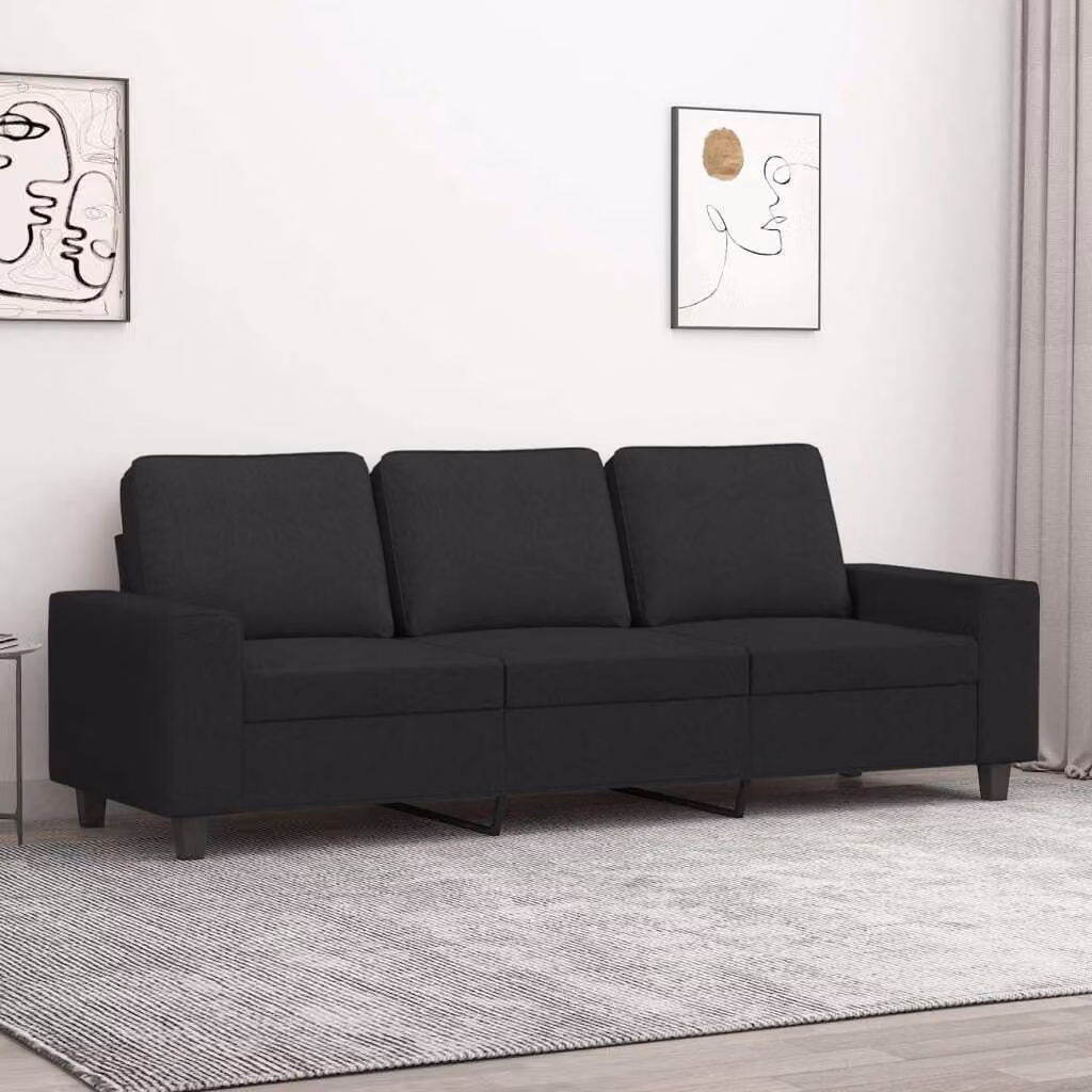 Maison Exclusive - Divano a 3 posti nero 180 cm tessuto