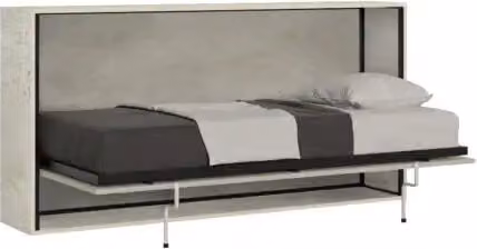 Letto singolo a scomparsa Kivio grigio con materasso in schiuma e finiture in faggio
