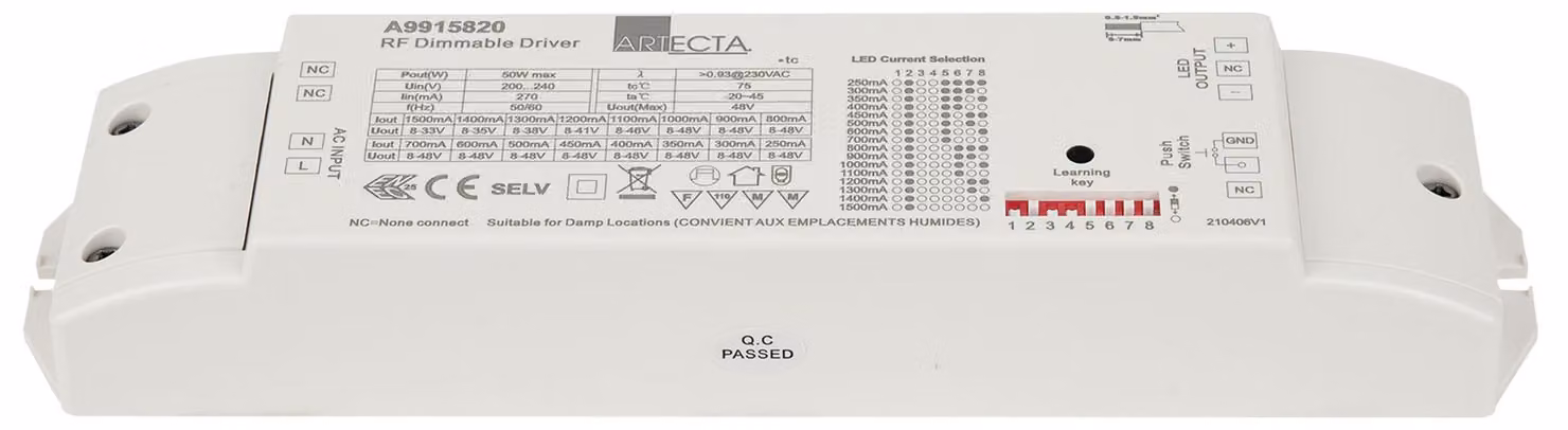 Artecta AC-DC RF driver wireless Driver LED dimmerabile da 50 W