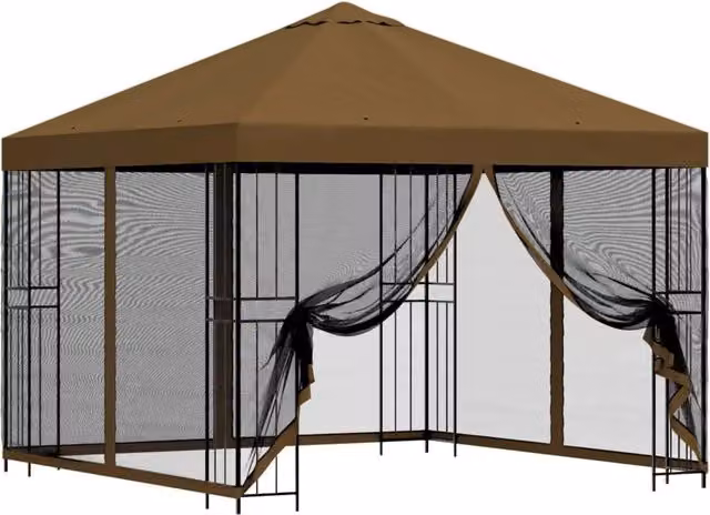 Gazebo | Pergolato da giardino con pareti laterali 3 x 3 m Tortora