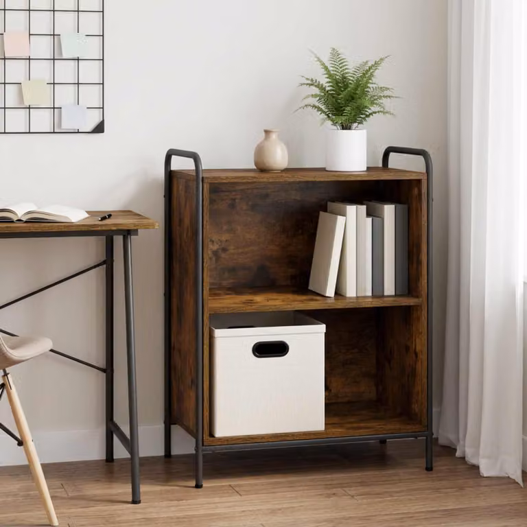Armadio per libri moderno vidaXL in legno e metallo marrone L 80 cm x P 33 cm x H 80 cm