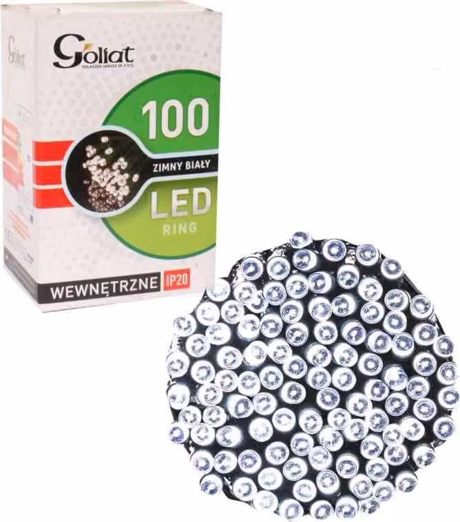 Luci per albero di Natale alimentate a rete 100 LED ad anello, Colore bianco freddo, Lunghezza filo 1,5 metri, Uso interno IP20