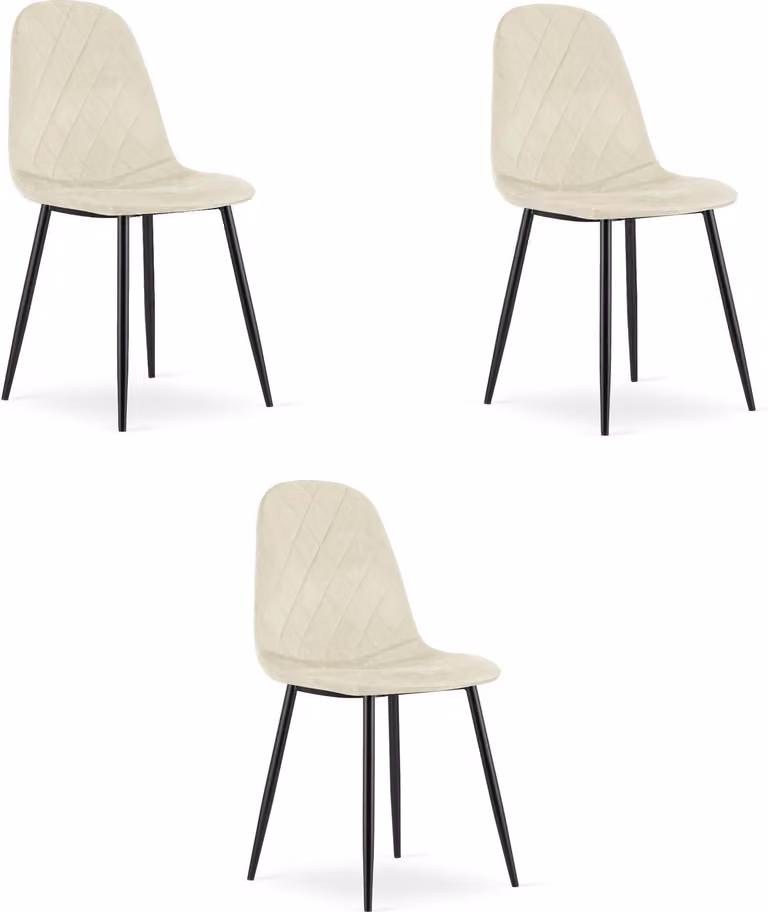 ASTI sedia imbottita in velluto beige 3 pezzi per sala da pranzo cucina