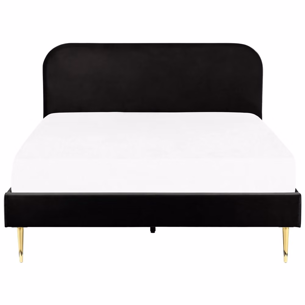 Letto King Size BELIANI in velluto nero con gambe dorate e cassettiera, design minimalista, L/P/H: 180 x 200 x 109 cm – 2