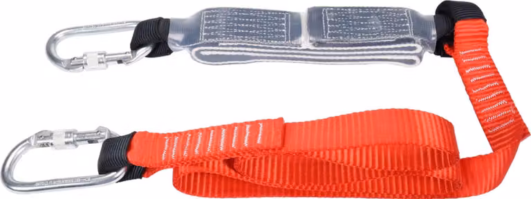 Ammortizzatore di sicurezza con cintura e due moschettoni, lunghezza 1,8 m