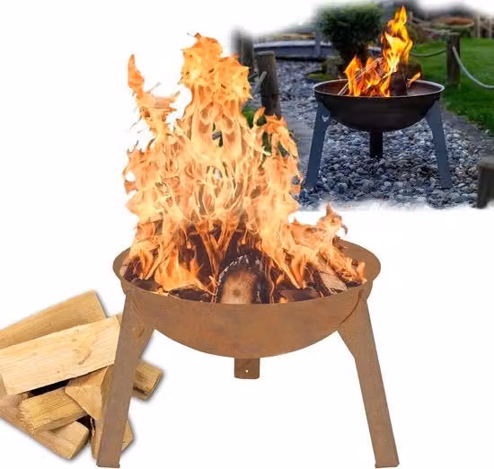 Vasca da fuoco rustica - 43 cm - acciaio - Made in Germania