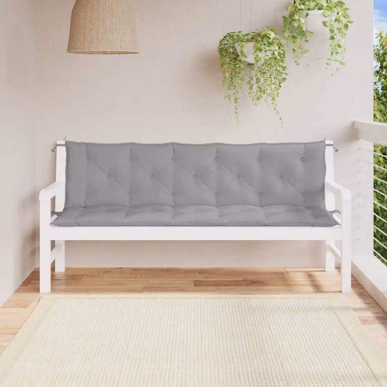 Set di 2 cuscini per panca da giardino vidaXL grigi in tessuto Oxford impermeabile e traspirante L/P/H: 180 x 50 x 7 cm