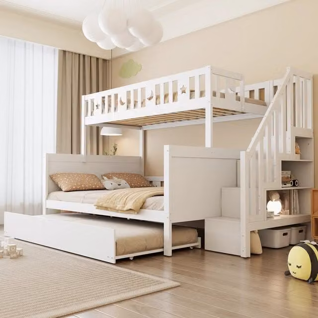 letto a castello in legno massiccio bianco 252 x 145 cm