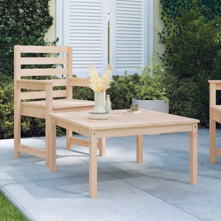vidaXL Tavolo da Giardino Quadrato in Legno di Pino Beige L/P/H: 82,5 x 82,5 x 45 cm