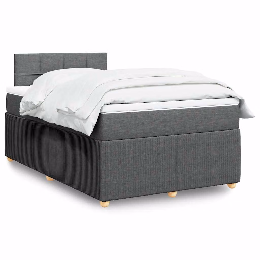 vidaXL Giroletto a Molle Ibrido con Materasso in Tessuto Grigio e Bianco L/P/H: 200 x 120 x 76,5 cm – 1