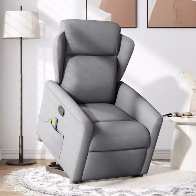 Poltrona Alzapersona Reclinabile con Assistenza Elettrica vidaXL Grigio con Braccioli e Imbottitura in Schiuma – 1