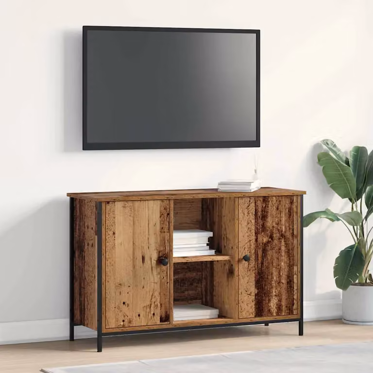 Set mobile TV moderno vidaXL in legno color marrone L: 101 cm, P: 35 cm, H: 65 cm