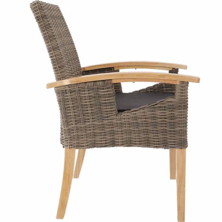 Set da giardino TecTake con tavolo rettangolare in polyrattan e 8 sedie in legno e rattan, colore beige
