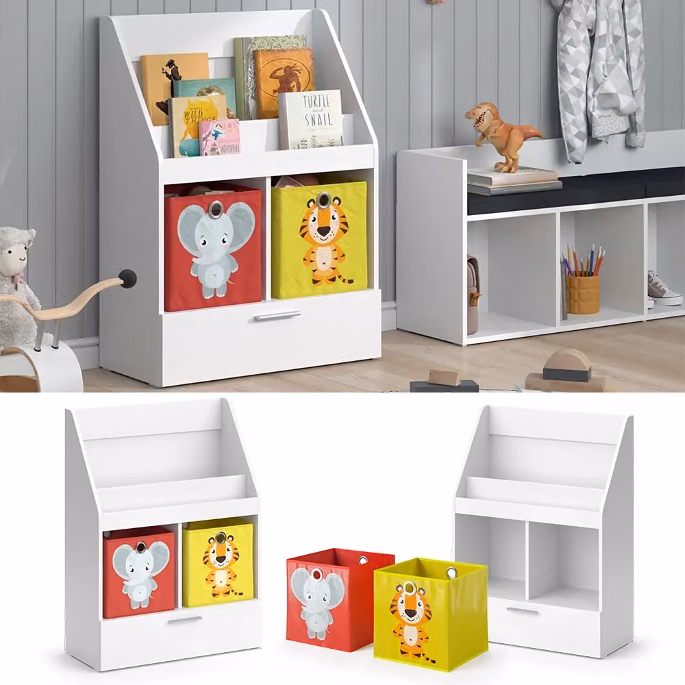 Libreria per bambini Vicco Luigi Bianca con cassetto e pannello posteriore L: 72 cm, H: 96.2 cm, P: 31.2 cm – 2