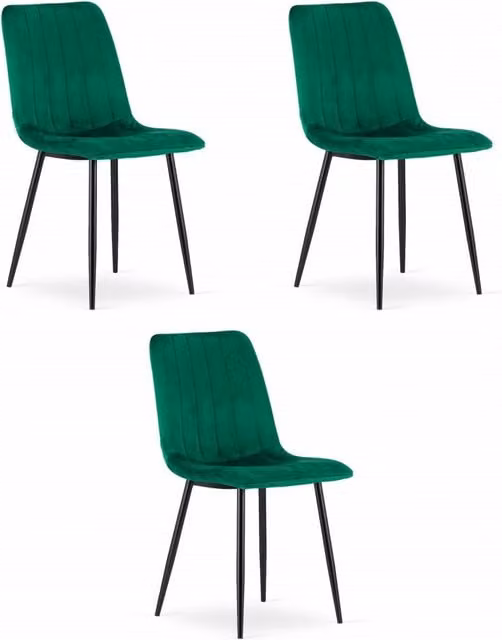 Set di 3 sedie Valora Jewa in velluto con design ergonomico e struttura in metallo, disponibili in verde, blu o nero