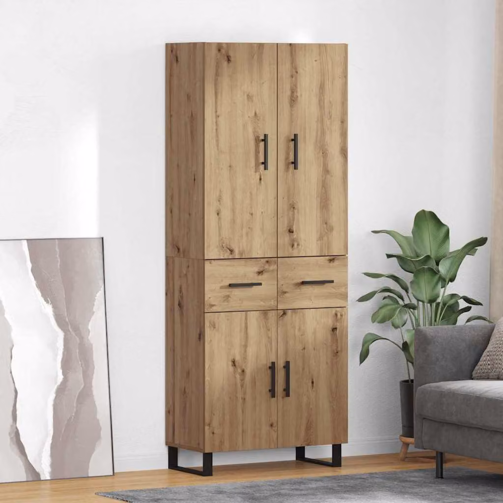 Set di 2 credenze vidaXL in stile moderno color marrone con finitura opaca L: 69,5 cm, P: 34 cm, H: 180 cm
