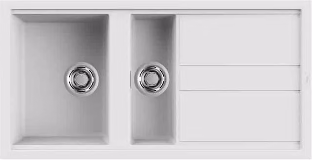 Lavello Elleci Incasso 2 vasche 100x51 Best 475 Keratek Plus Bianco White Assoluto LKB47596