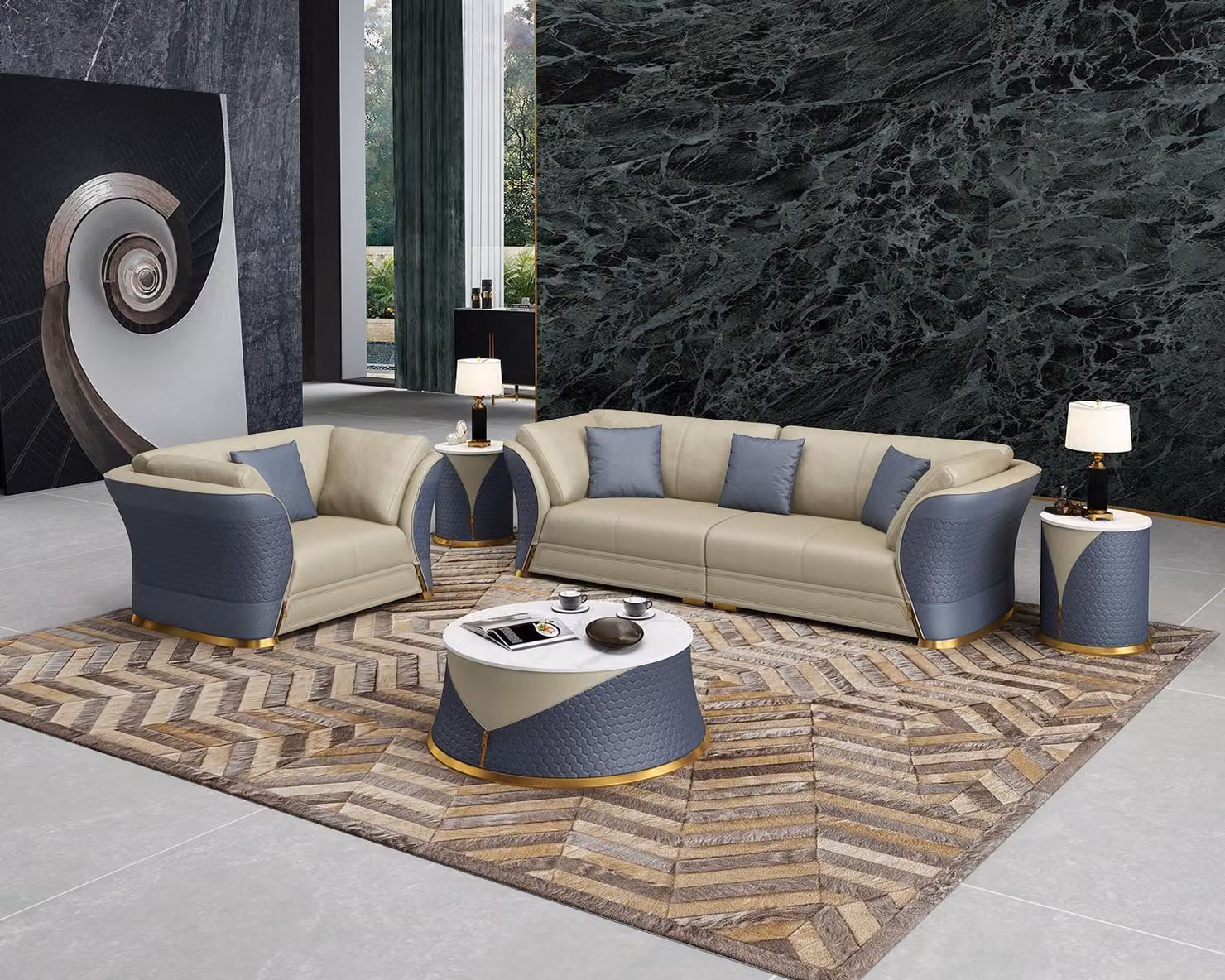 Sofagarnitur 3+1 Sitzer Sofas Couch Polstergarnitur Möbel Couchen Leder Büro