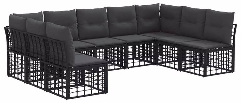 Set di divani da esterno Nero Poliestere