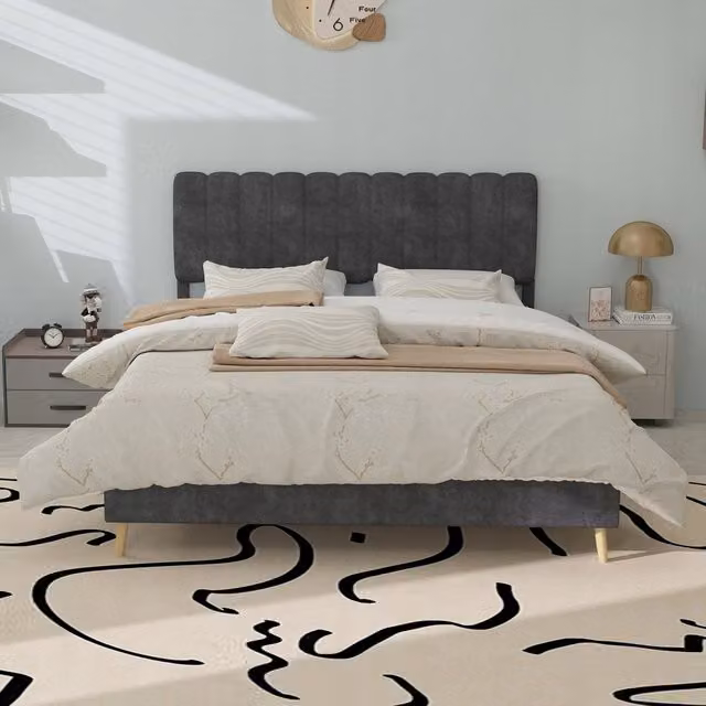 Letto imbottito 140x200 grigio con telaio sollevabile - Xylo