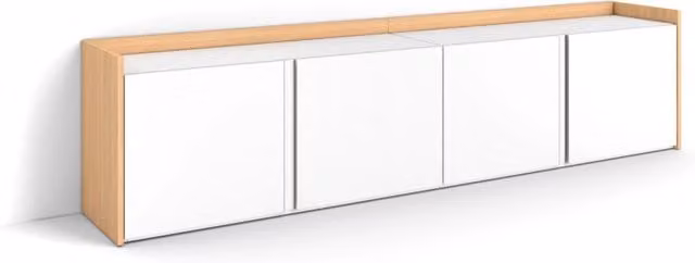 Mobile TV Soggiorno, 207x50x35 cm, Per TV fino a 80", Mobile Soggiorno, Bianco e Rovere soft