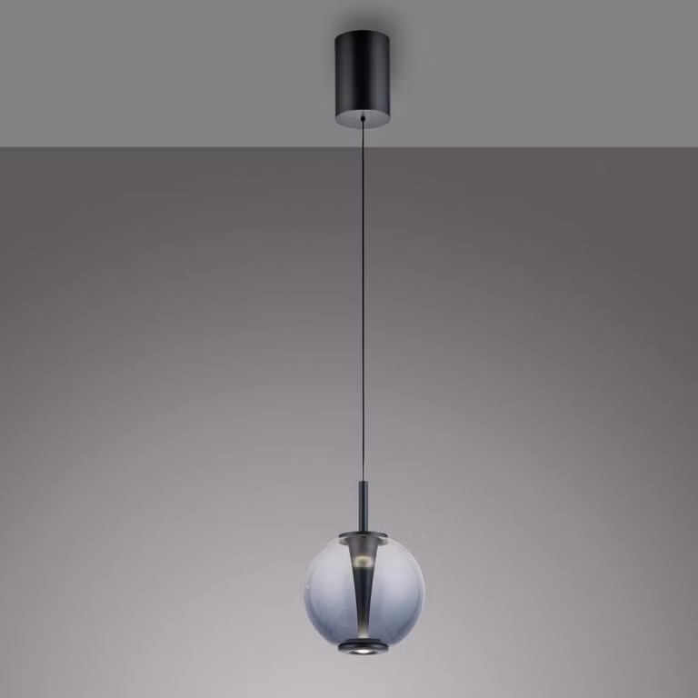 PURE Lampada a sospensione Infinity, dimmerabile, Alluminio / Grigio / Zincato, Soggiorno / Sala da pranzo, Vetro, Lampada a sospensione
