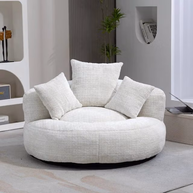 Divano Poltrona Gaming con Cuscini ¨C MINIMAL ¨C Beige, Chenille, Singolo