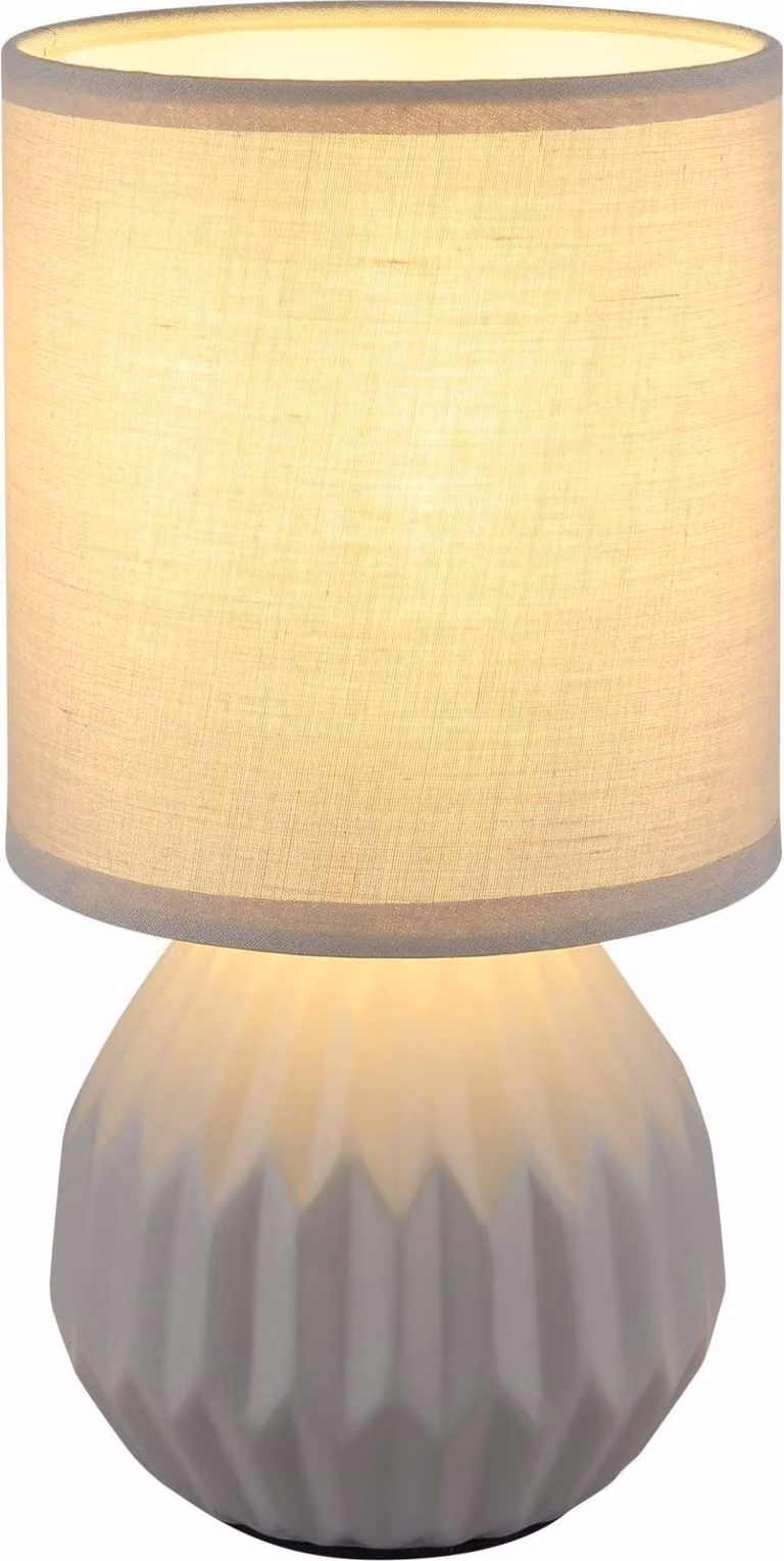 Lampada da tavolo, Vetroceramica, tessuto, grigio, H 23 cm