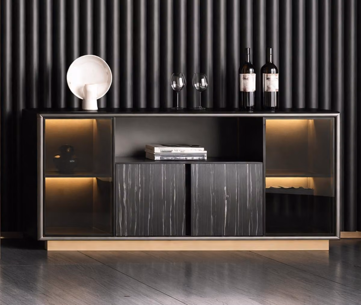 Elegante credenza nera - Lussuosi mobili contenitori - Mobili in legno pregiato