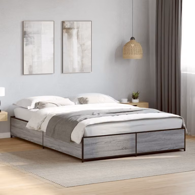 Giroletto vidaXL in legno e metallo Grigio Sonoma L: 138 cm, P: 193 cm