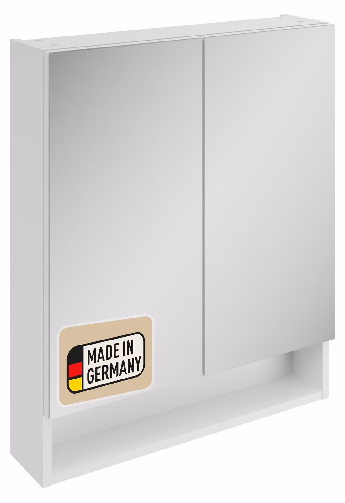 PROBUS Mobiletto specchio base, 60 cm – Mobiletto specchio moderno, bianco, con vano aperto