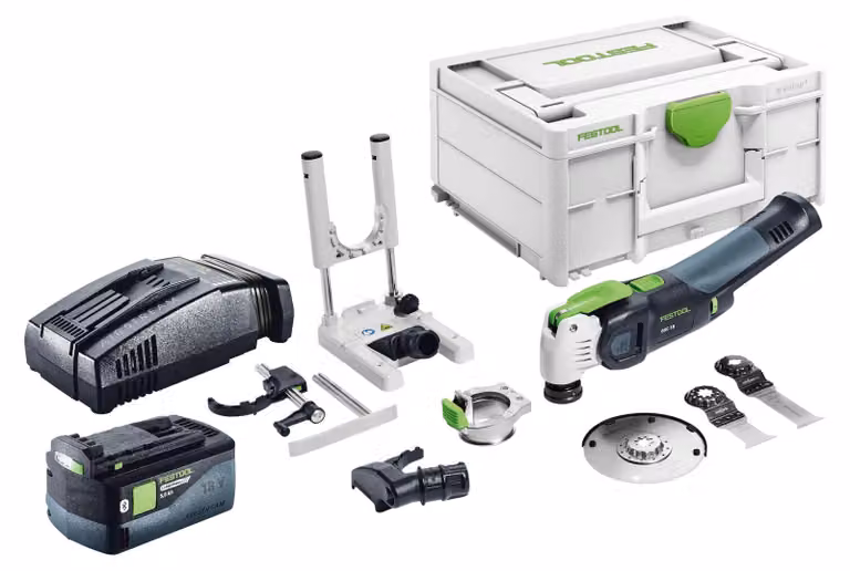 Set base Festool OSC 18 E Oscillatore a batteria 18 V Starlock Max Brushless + 1x batteria 5,0 Ah + caricabatterie rapido + Systainer