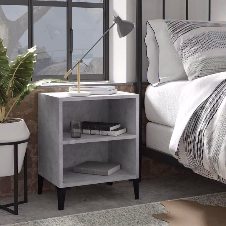 Comodino da parete vidaXL in stile industriale in legno e metallo grigio opaco L: 40 cm, P: 30 cm, H: 50 cm