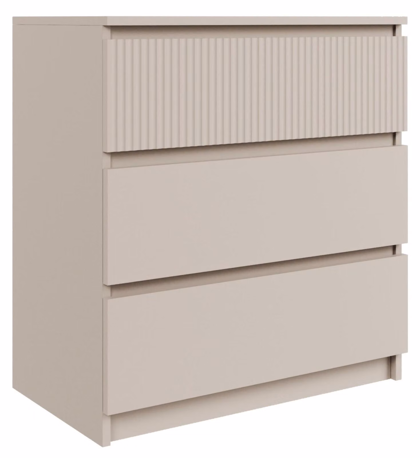 Selsey Sandia - Cassettiera a tre cassetti con frontale a coste grigio cashmere, 70 cm