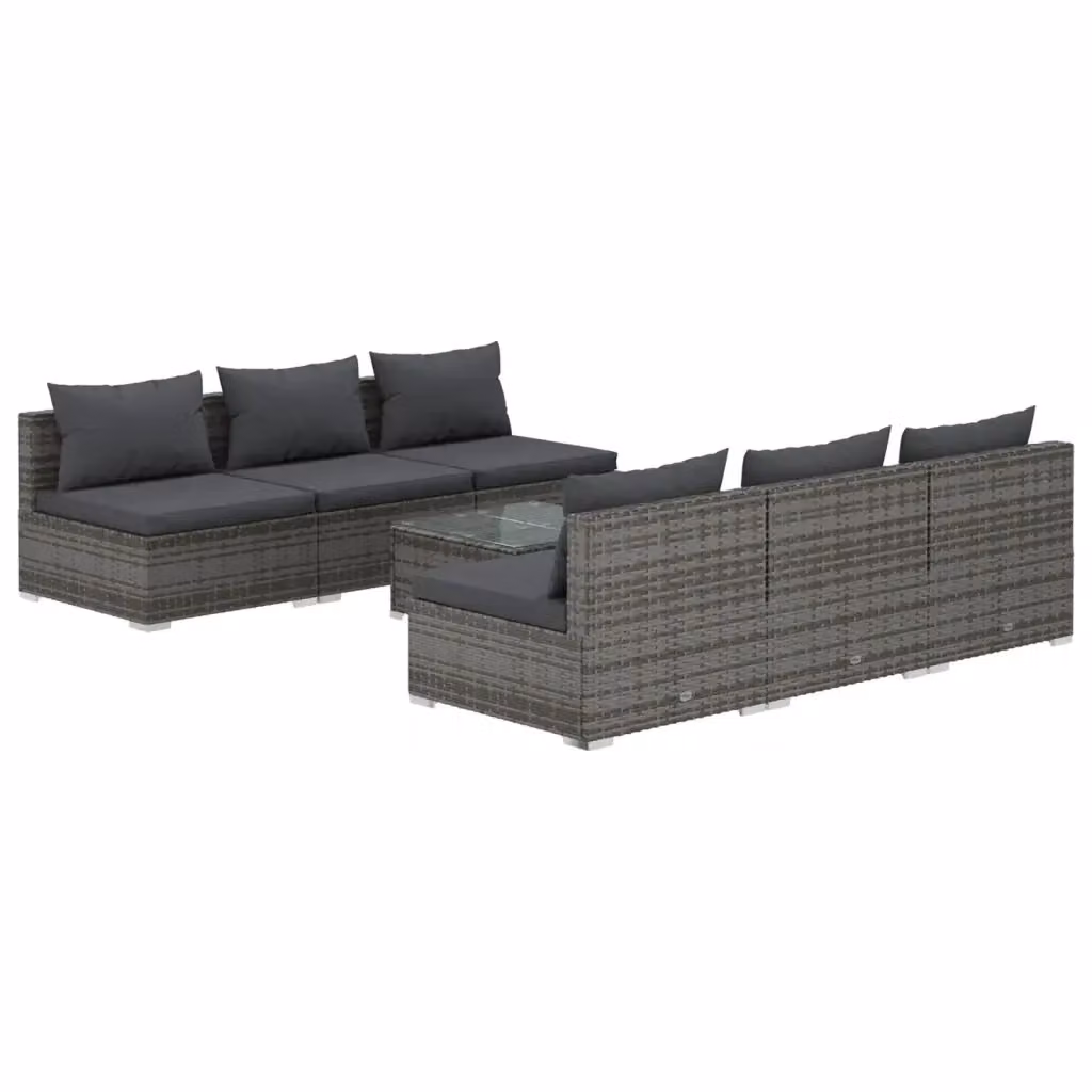 Set da giardino vidaXL composto da 7 pezzi con divano a 3 posti, tavolino da caffè e cuscini in antracite e grigio – 2