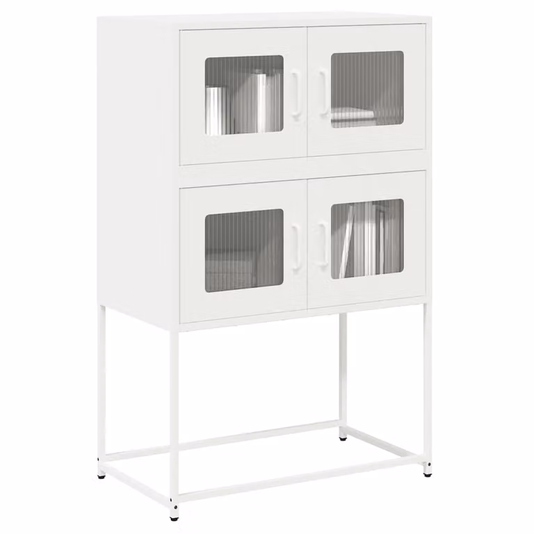 Credenza moderna vidaXL bianca con ante in vetro e struttura in metallo L/P/H: 68 x 39 x 107 cm