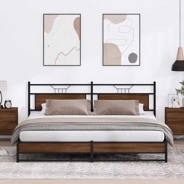 Giroletto vidaXL in metallo e MDF color rovere marrone L/P: 200 x 200 cm – 1
