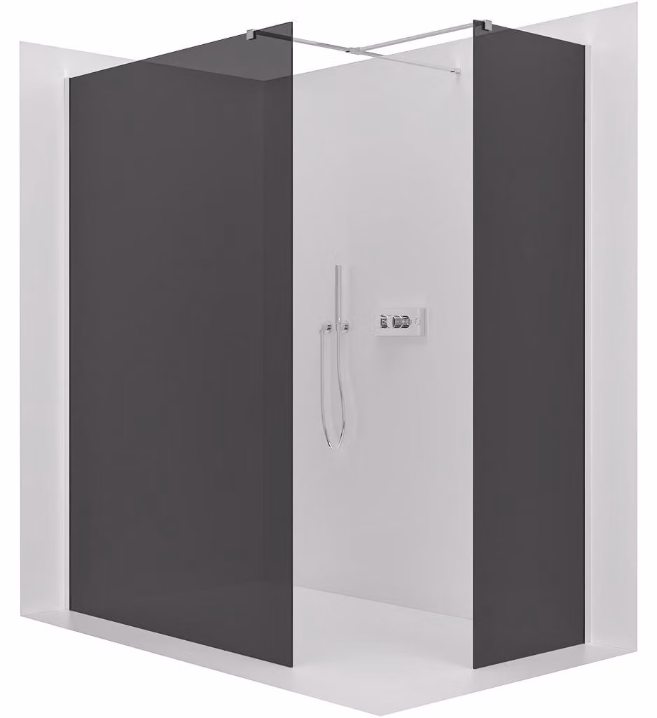 CERANO - Box doccia Walk-in Onyx T L/P - 8 mm - montante squadrato - cromo, vetro grafite - 110x30x200 cm