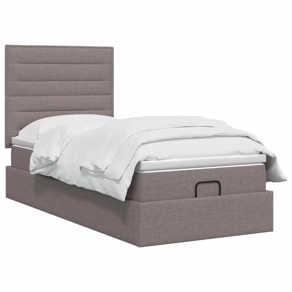 Letto Ottomano con Materasso Ibrido e Illuminazione LED vidaXL, Colore Grigio e Beige, L/P/H: 100 x 200 x 88 cm – 2