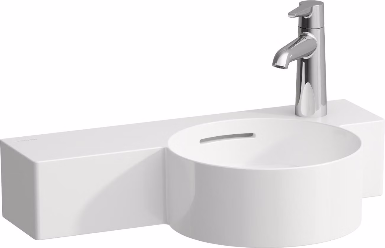 LAUFEN VAL Lave-mains, 1 trou de robinetterie à droite, avec trop-plein, 550x315mm, tablette à gauche, H8152847581061, H8152847581061